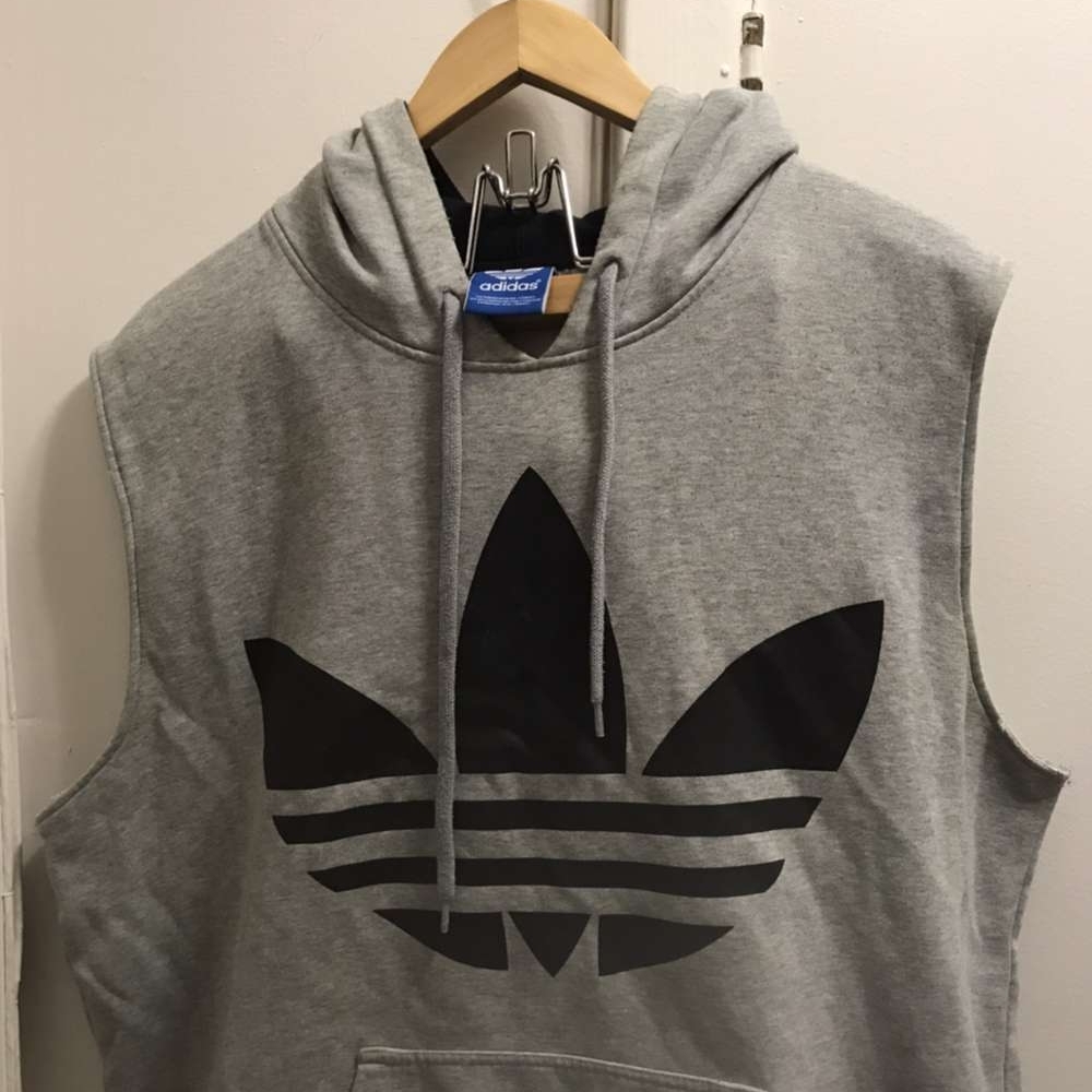 Adidas Gray Sleeveless Hoodie for Men